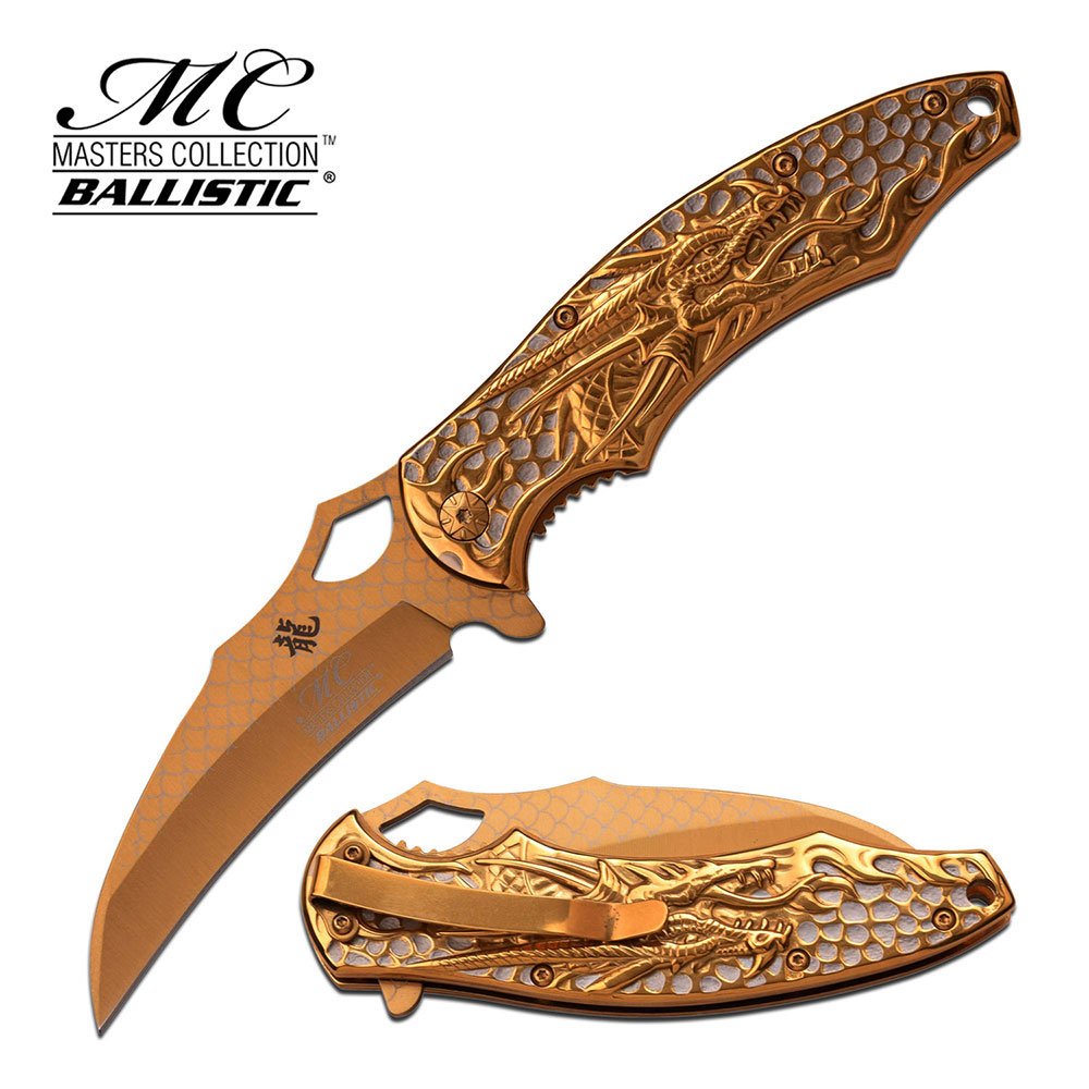 MASTER COLLECTION 8.5" S/A POCKER KNIFE; LASER ETCHED T: MASTER COLLECTION 8.5" S/A POCKER KNIFE; LASER ETCHED T **|**|** MASTER COLLECTION 8.5" S/A POCKER KNIFE; LASER ETCHED TITANIUM COATED BLADE; POCKET CLIP #88674v2