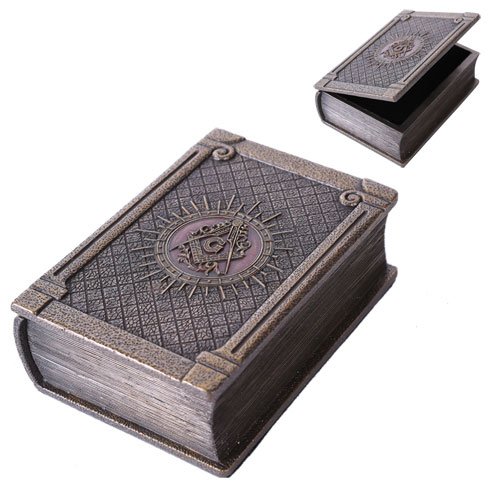 Masonic Book Box: Masonic Book Box **|**|** Hand Painted Resin #83405v2
