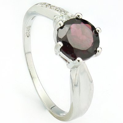 GENUINE 1.65 GARNET CTW AND 0.12 LAB CREATED SAPPHIRE P: GENUINE 1.65 GARNET CTW AND 0.12 LAB CREATED SAPPHIRE P **|**|** GENUINE 1.65 GARNET CTW AND 0.12 LAB CREATED SAPPHIRE PLATINUM PLATED .925 STERLING SILVER RING #42716v2