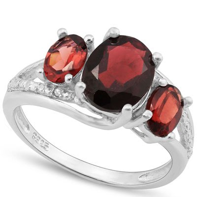 GENUINE 3.41 CTW GARNET PLATINUM PLATED .925 STERLING S: GENUINE 3.41 CTW GARNET PLATINUM PLATED .925 STERLING S **|**|** GENUINE 3.41 CTW GARNET PLATINUM PLATED .925 STERLING SILVER RING #42681v2