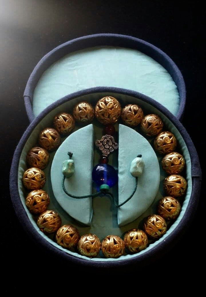 Chinese Gilted Prayer Beads. (1 of 5)