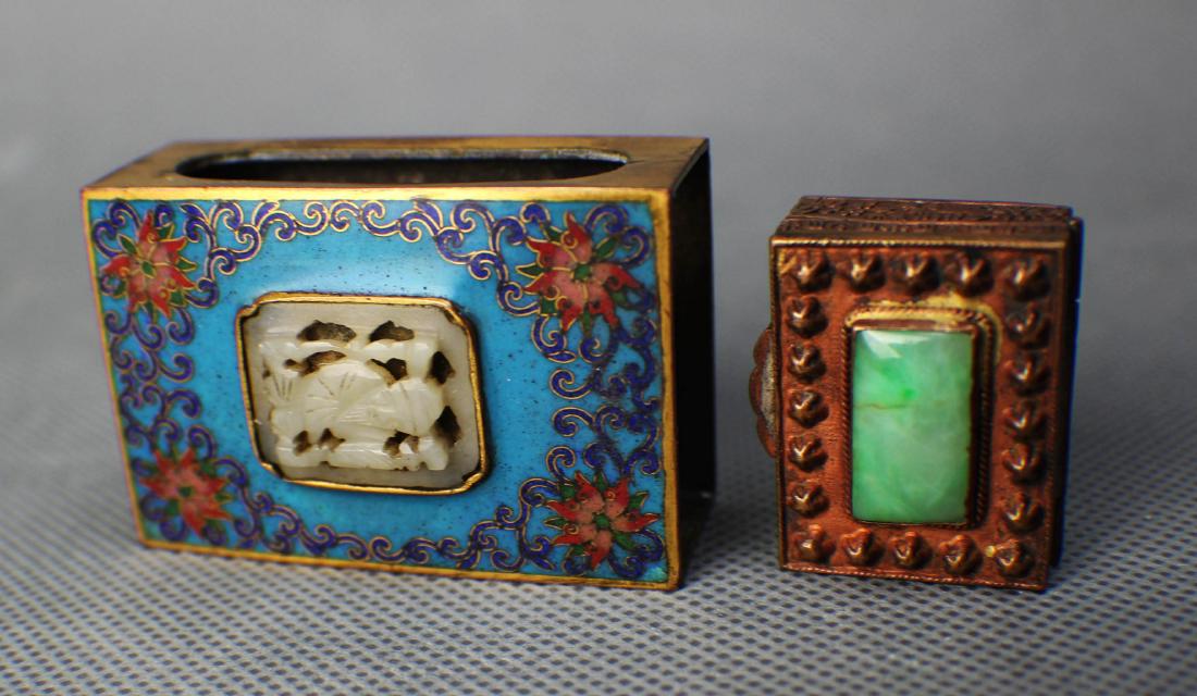 Two Boxes with Jade and Jadit DecorationDacoration (1 of 3)