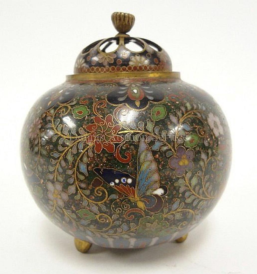 Chinese CLOISONNE INCENSE BURNER; CLOBULAR KORO (1 of 5)
