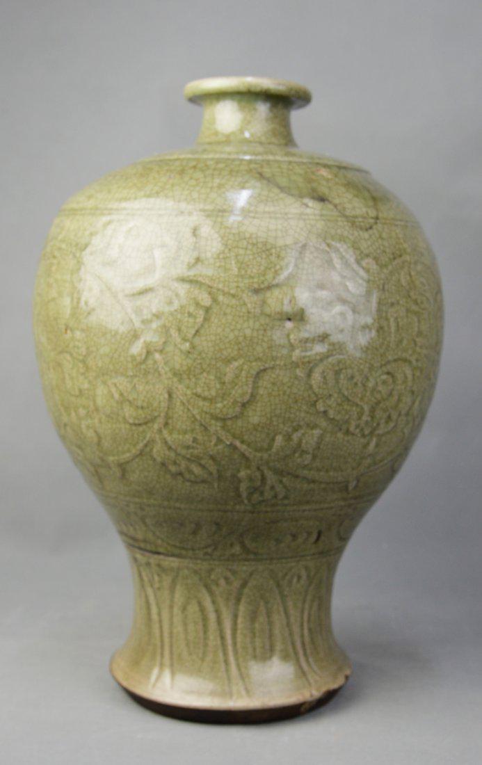 A Long Quan Yao Vase in Engraved Flowers, Ming Dynasty (1 of 6)