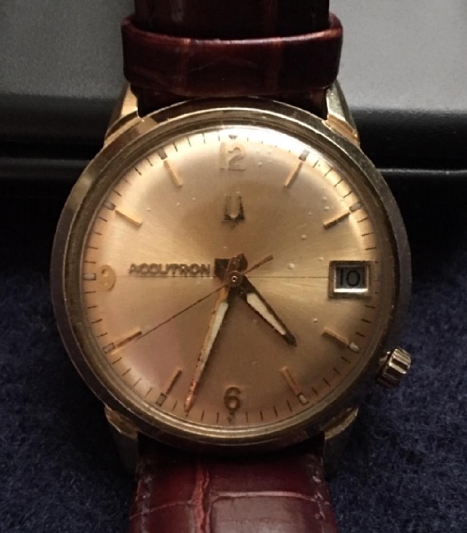 14K Gold Bulova Watch in original belt, 1970â€™: 14K Gold Bulova Watch in original belt, 1970â€™