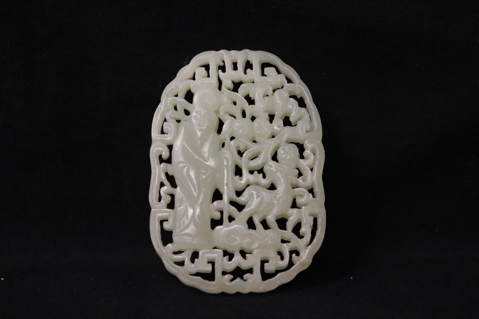 Old Hetian white jade carved plaque, 3"x2.05"x0.3" (1 of 7)