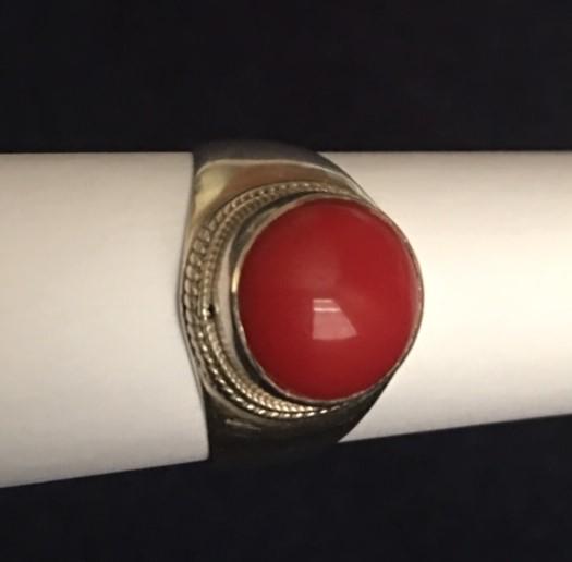 Natural Bright Red Coral Silver Ring (1 of 5)