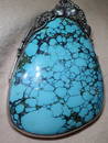 Top natural oversized mirror gloss turquoise pendant