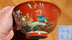 Chinese Iron Red Glaze Famille Rose Enamel Floral Porcelain Bowl