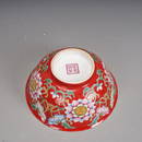 Qing Kangxi red ground enamel flower pattern bowl