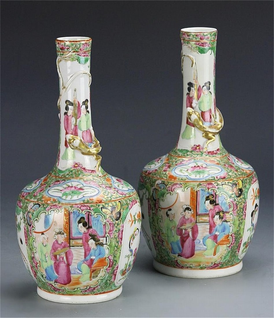 "China  a pair of Rose Medallion vases (1 of 1)