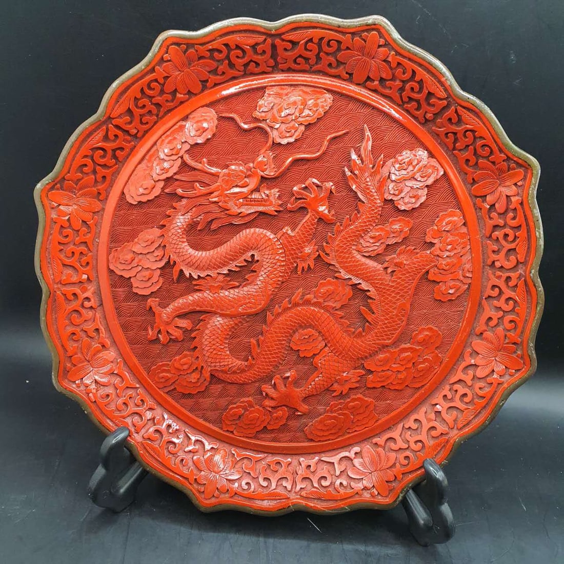 Chinese carved cinnabar lacquered (1 of 7)