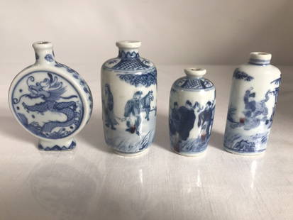 4 Chinese Porcelain Snuff bottles: 4 Chinese Porcelain Snuff bottles