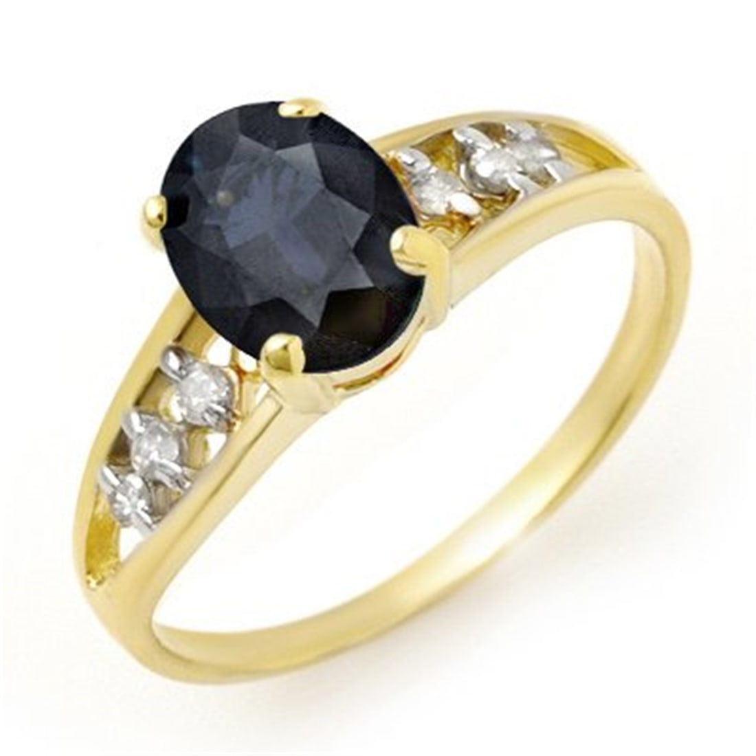 Genuine 1.60 ctw Sapphire & Diamond Ring 10K Yellow Gold (1 of 1)