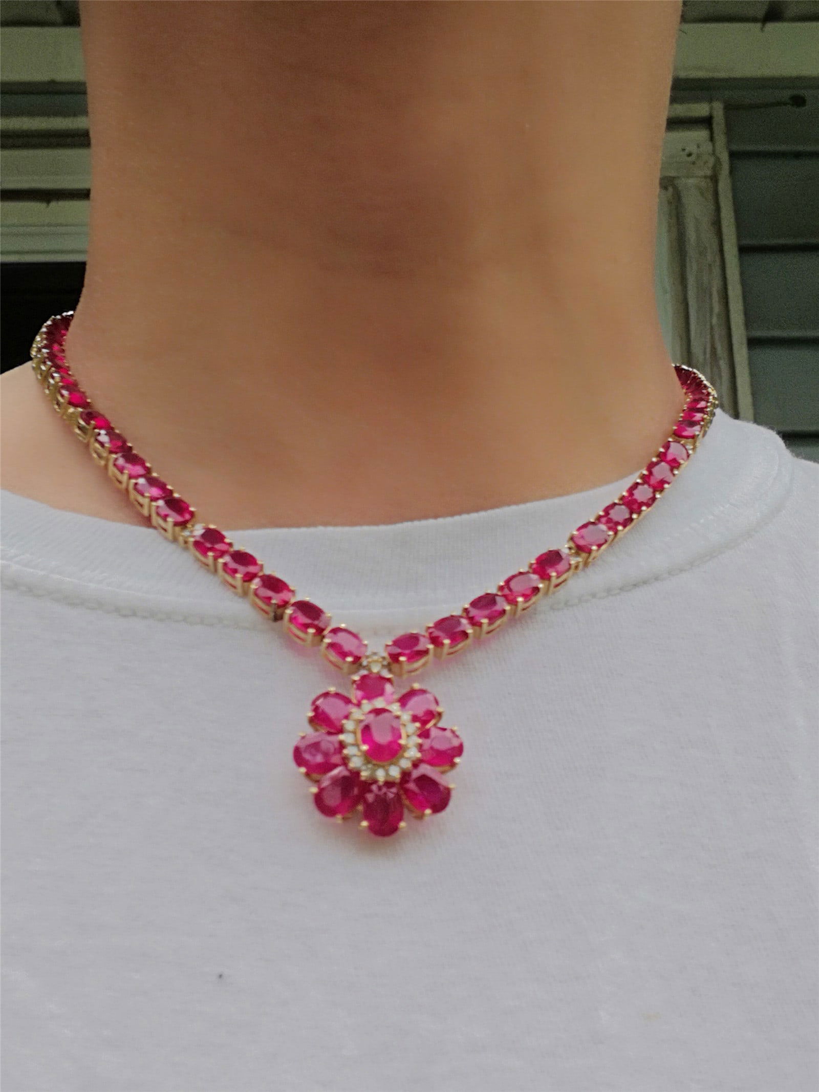 Ruby diamond necklace and certificate - 6