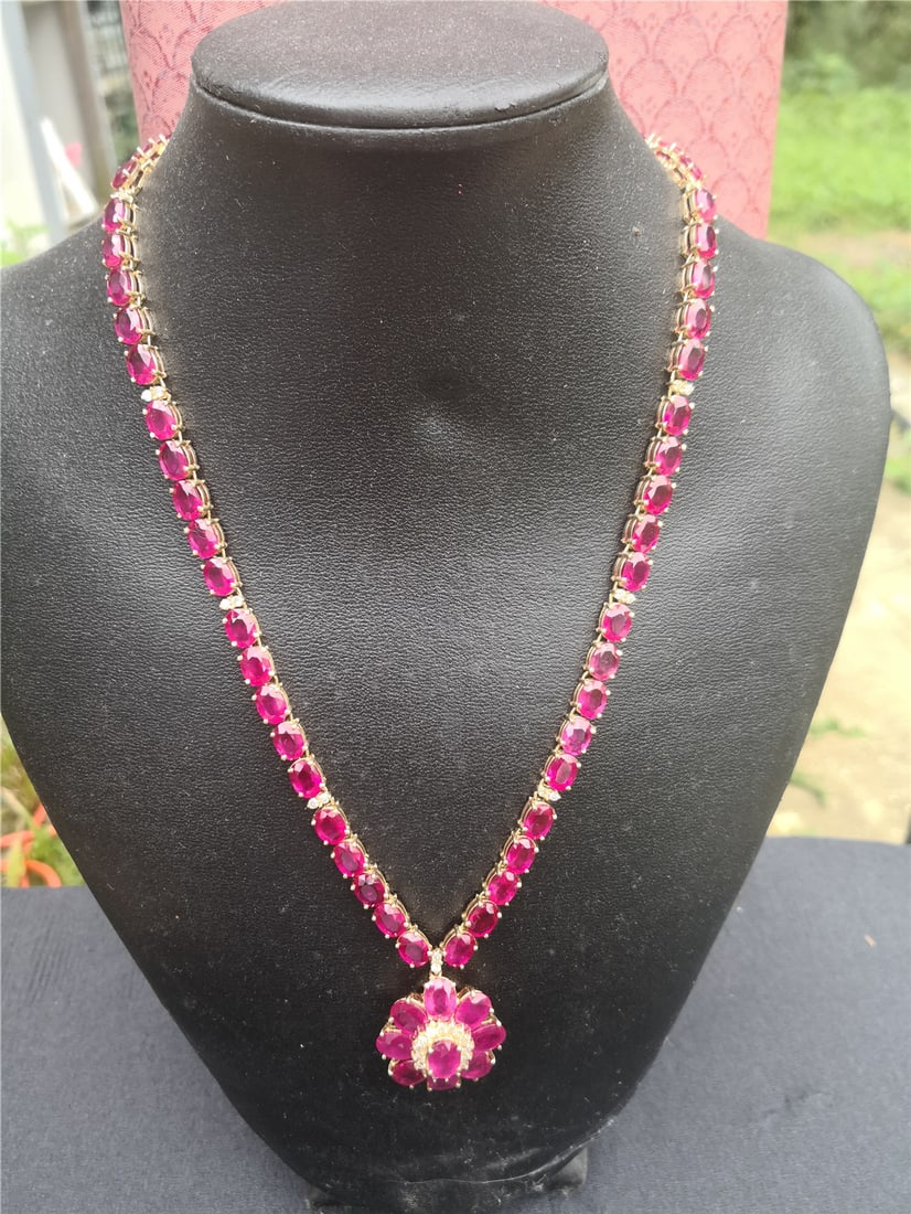 Ruby diamond necklace and certificate - 7