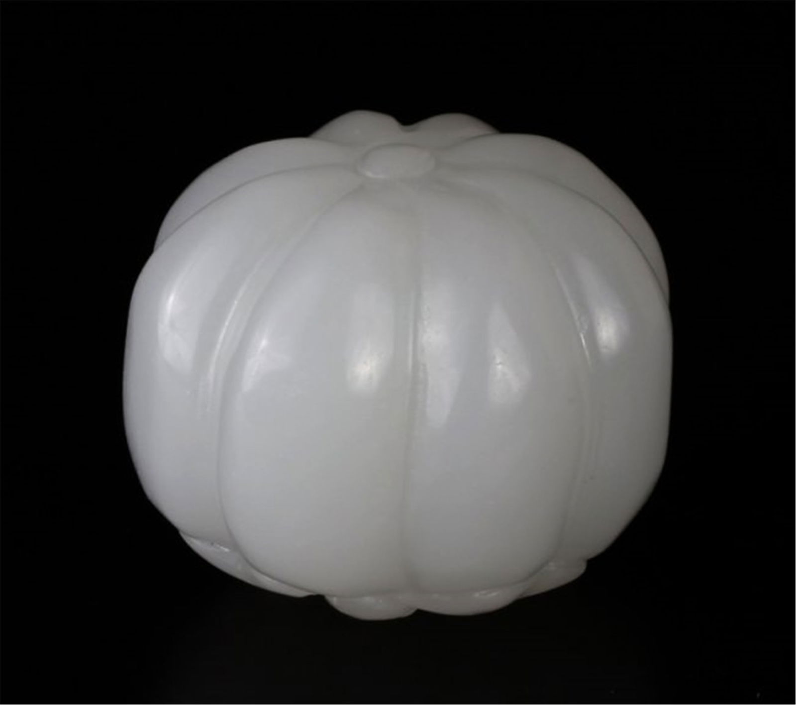 Chinese Jade Pumpkin: Depicting a three-dimensional pumpkin with bat at top. 1.75"""" H x 2"""" W"""