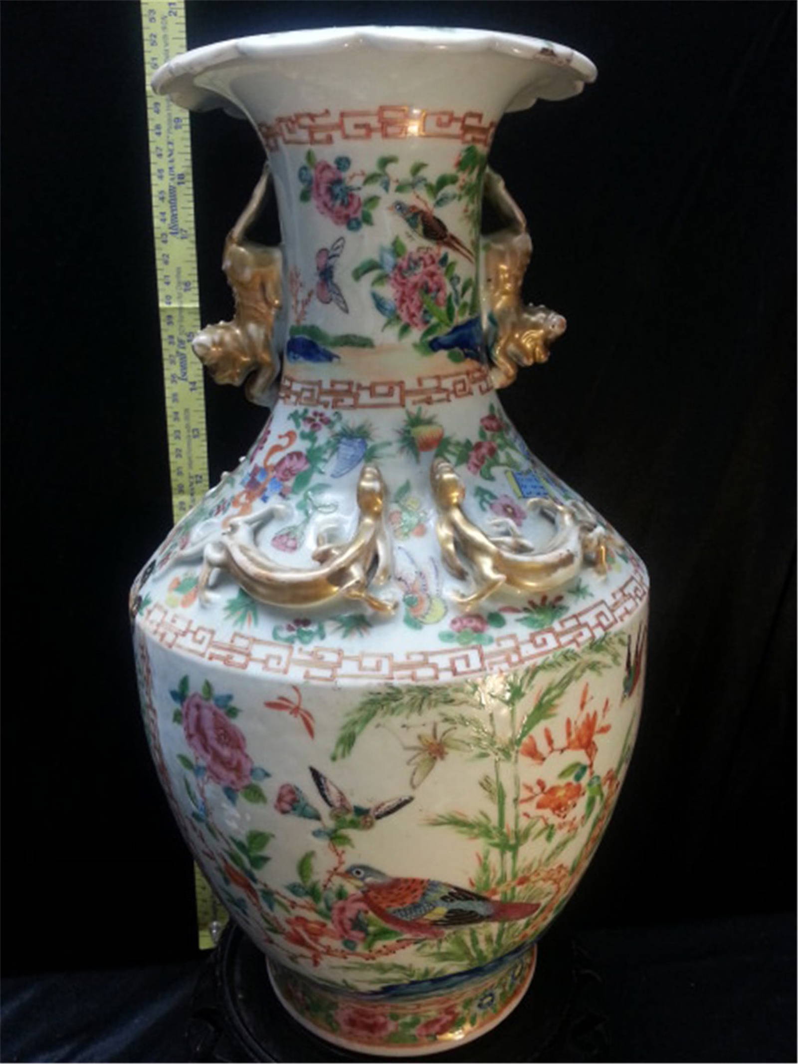 Massive Late 19th Century Chinese Export Rose Medallion VASE H 16\"\"DIA 8\"\"
