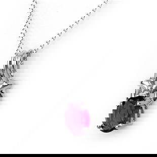 Genuine 0.77ctw Amethyst & Diamond Necklace White Gold: Genuine 0.77ctw Amethyst & Diamond Necklace White Gold