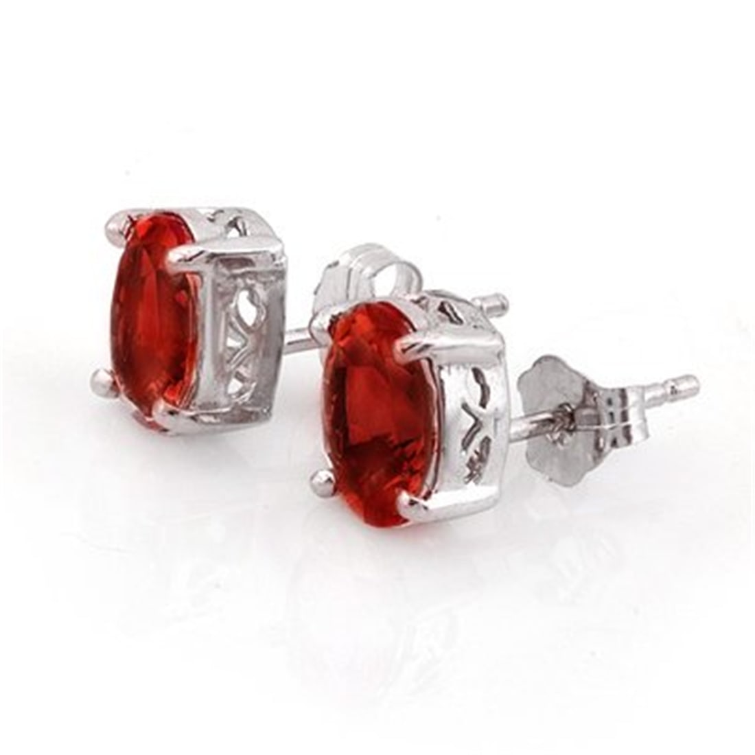 Genuine 2.0 ctw Garnet Stud Earrings 14K White Gold (1 of 1)