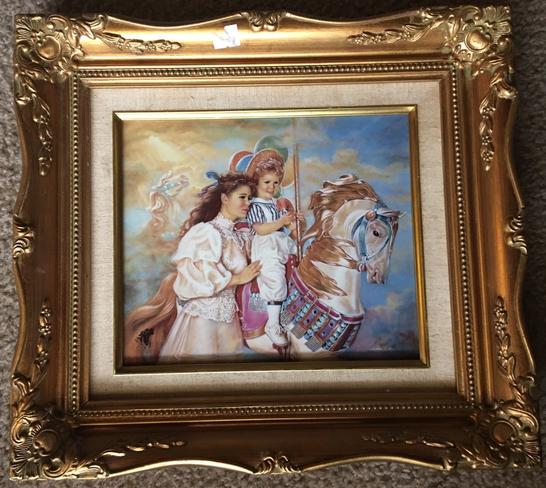 Two Pictures, signed. A Porcelain Painting 16x14.5", Scenery Drawing 9x7 (1 of 6)