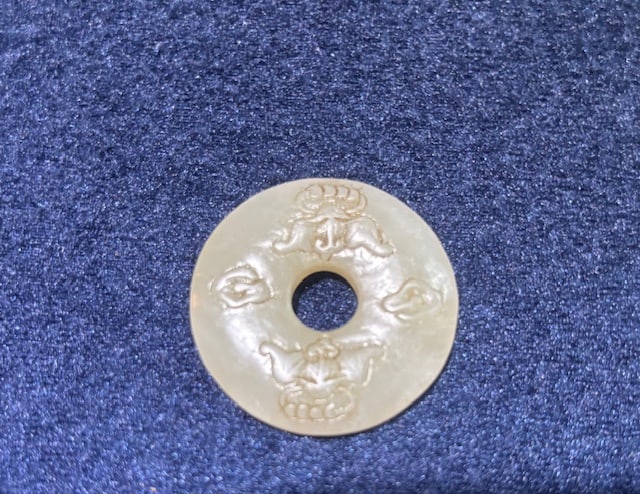 A Piece of Jade Safe Buckle with birds and clouds pattern: A Piece of Jade Safe Buckle with birds and clouds pattern, D, 1.75in