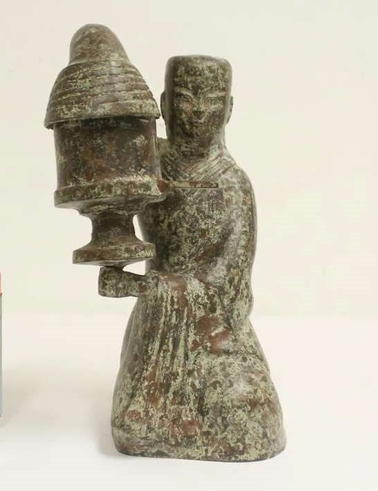 Bronze sculpture depicting figure motif lantern, 10.8"H (1 of 11)