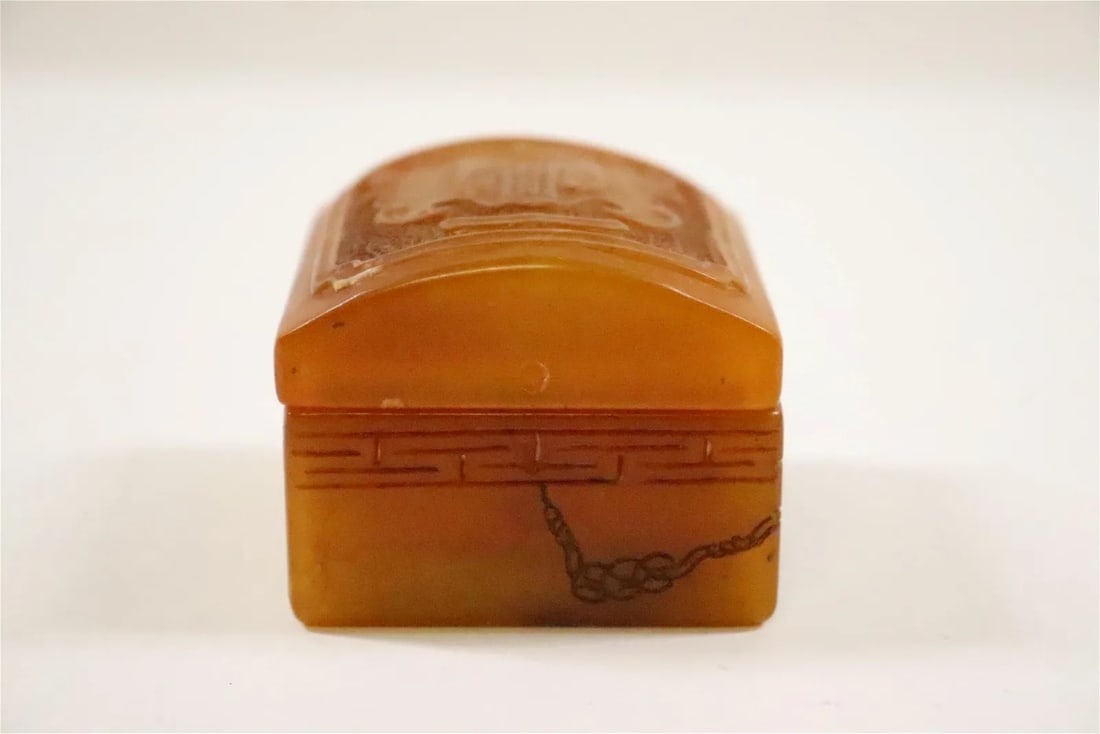Shoushan stone seal box 1.75x1.75x1.5”, marked (1 of 5)