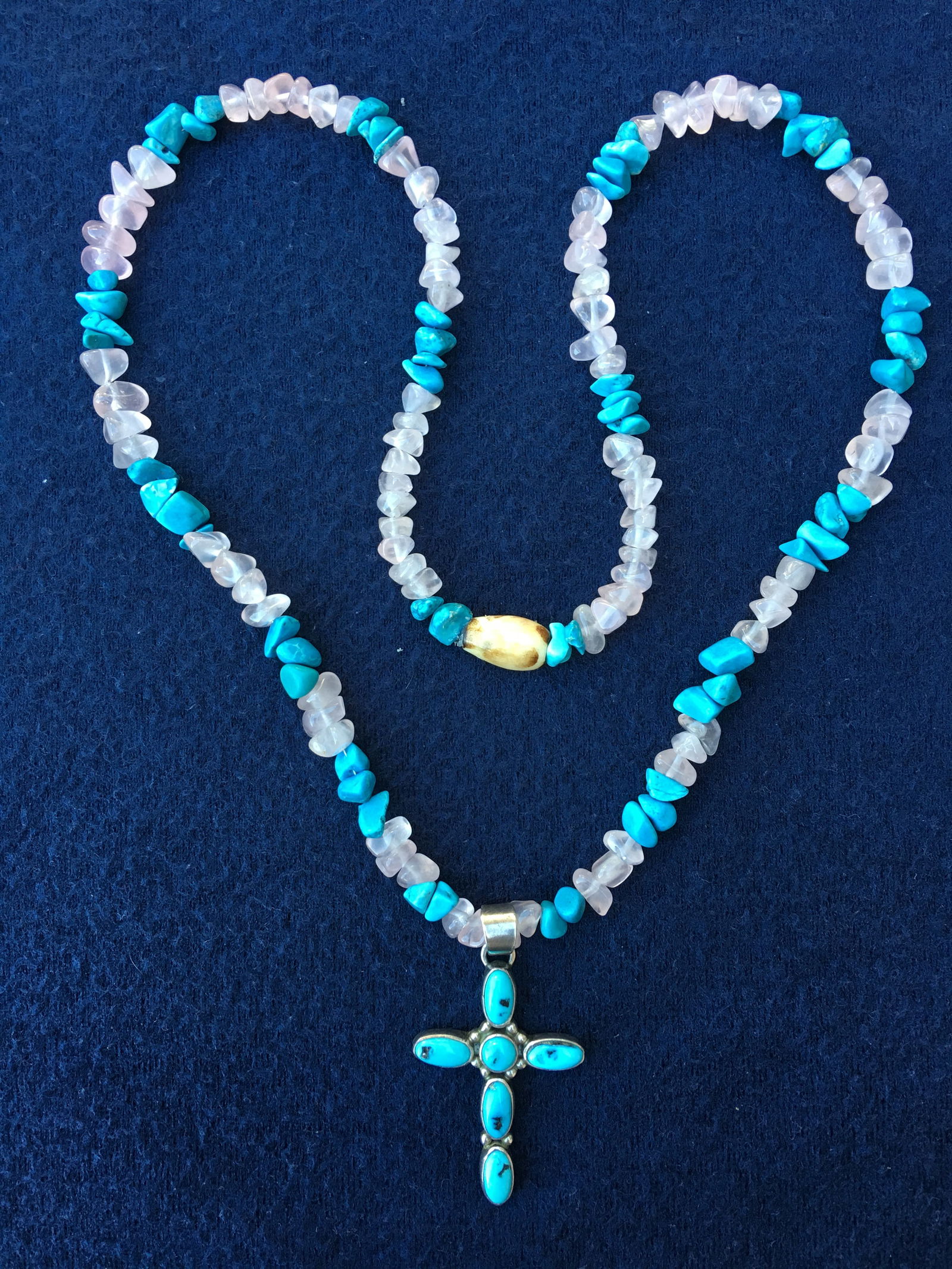 Turquoise and pink Crystal necklace (1 of 3)