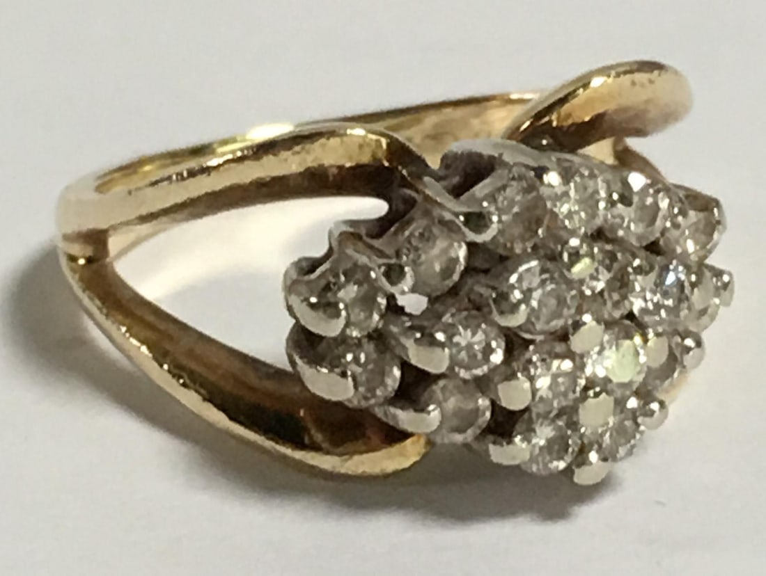 14K Gold & Diamond Cluster Ring (1 of 4)