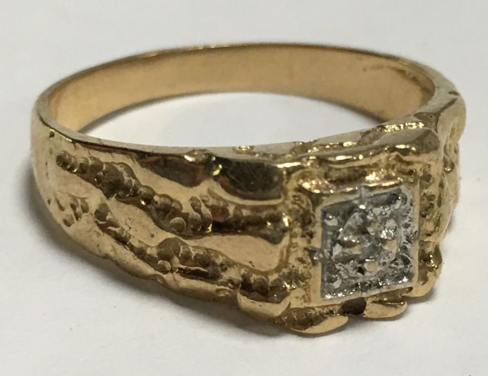 14K Y/G Diamond Man Ring (1 of 4)