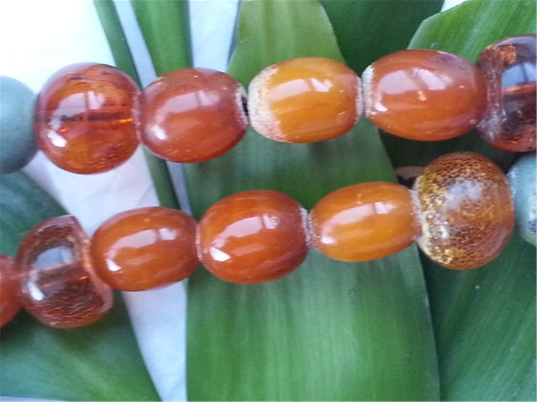 Old BUTTERSCOTCH AMBER Turquoise NECKLACE 46.6g - 3