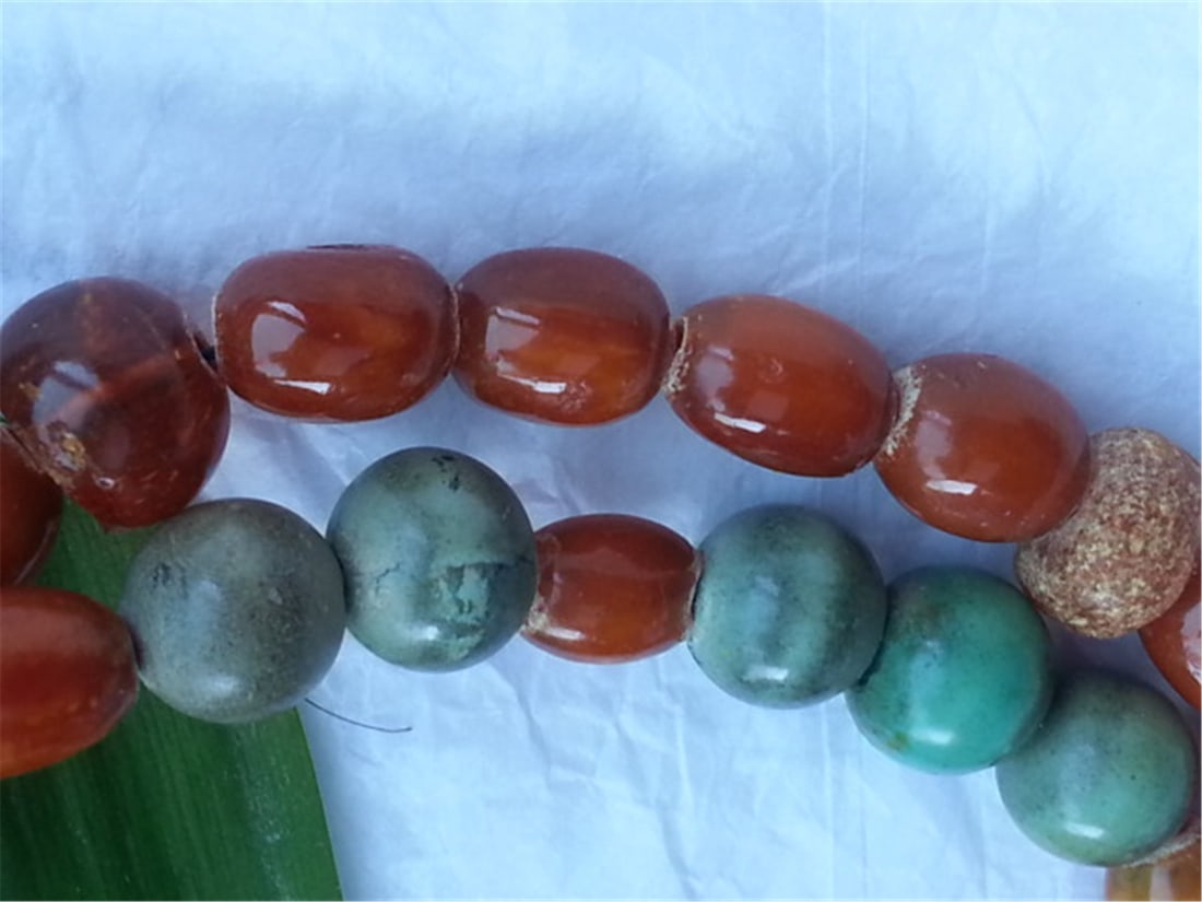 Old BUTTERSCOTCH AMBER Turquoise NECKLACE 46.6g - 4