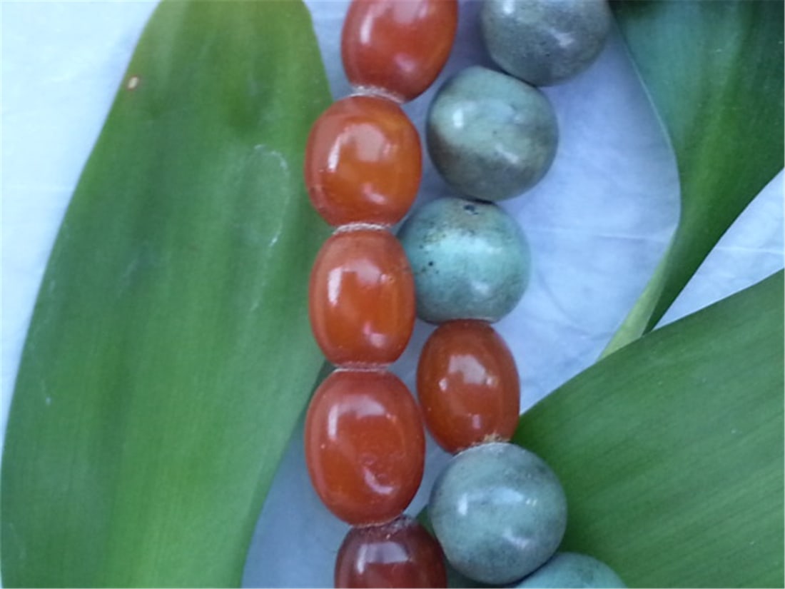 Old BUTTERSCOTCH AMBER Turquoise NECKLACE 46.6g - 6