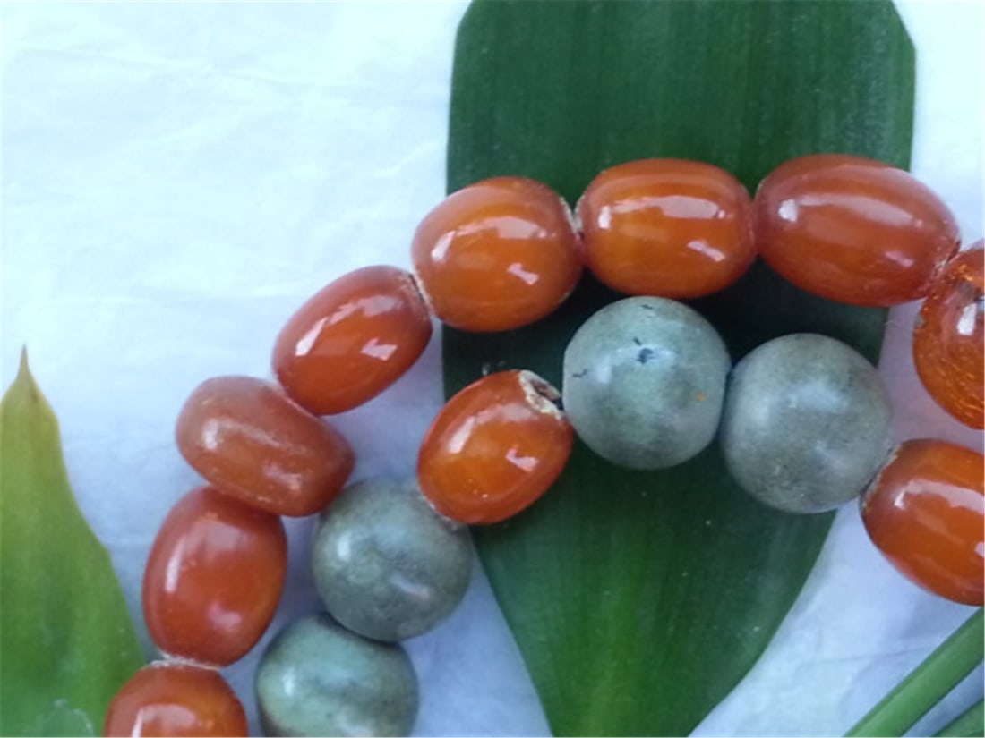 Old BUTTERSCOTCH AMBER Turquoise NECKLACE 46.6g - 7
