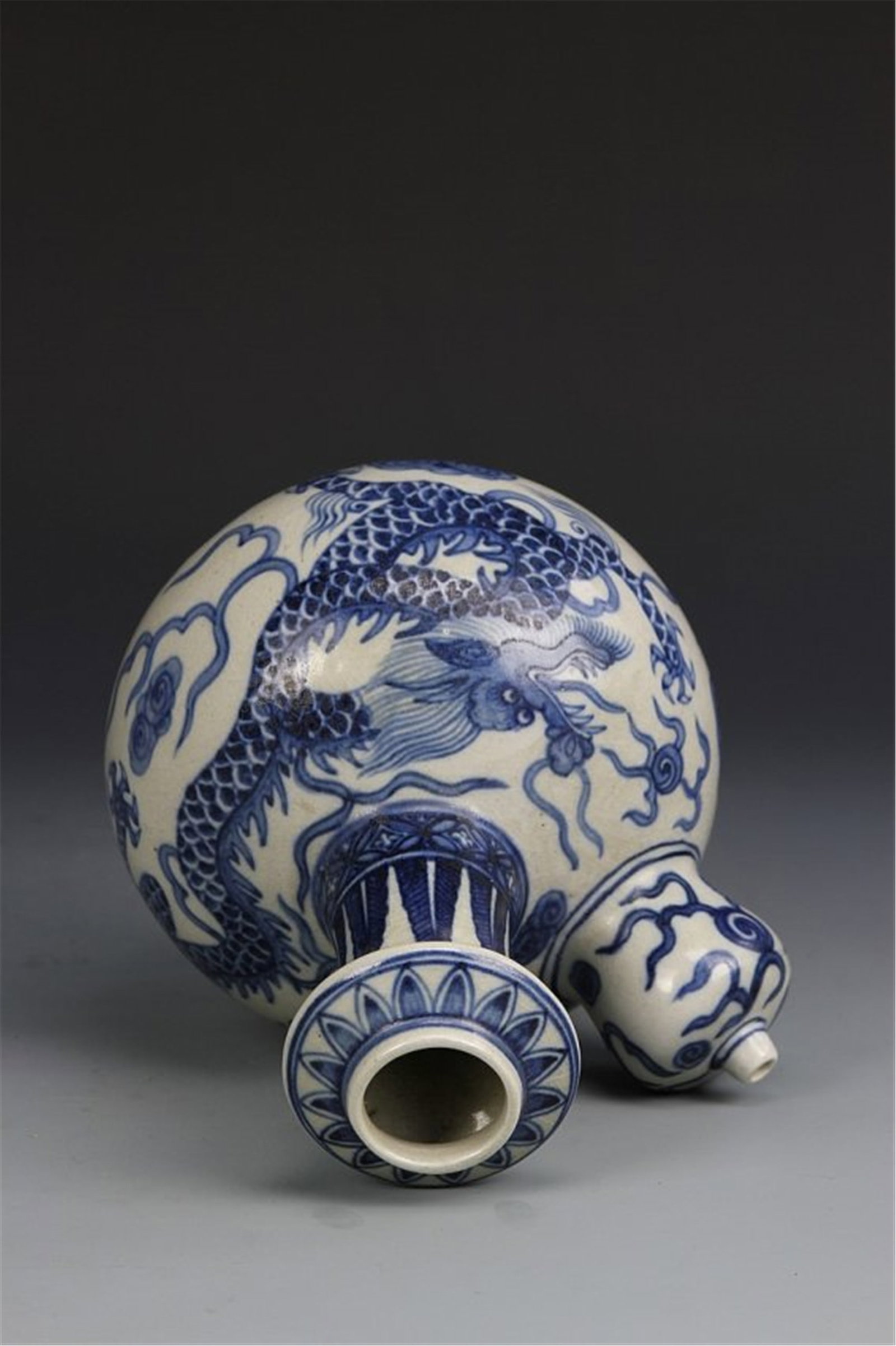 Chinese blue and white kendi water vase" mark on base. Height 8 in. Width 7 1/2 in." - 4