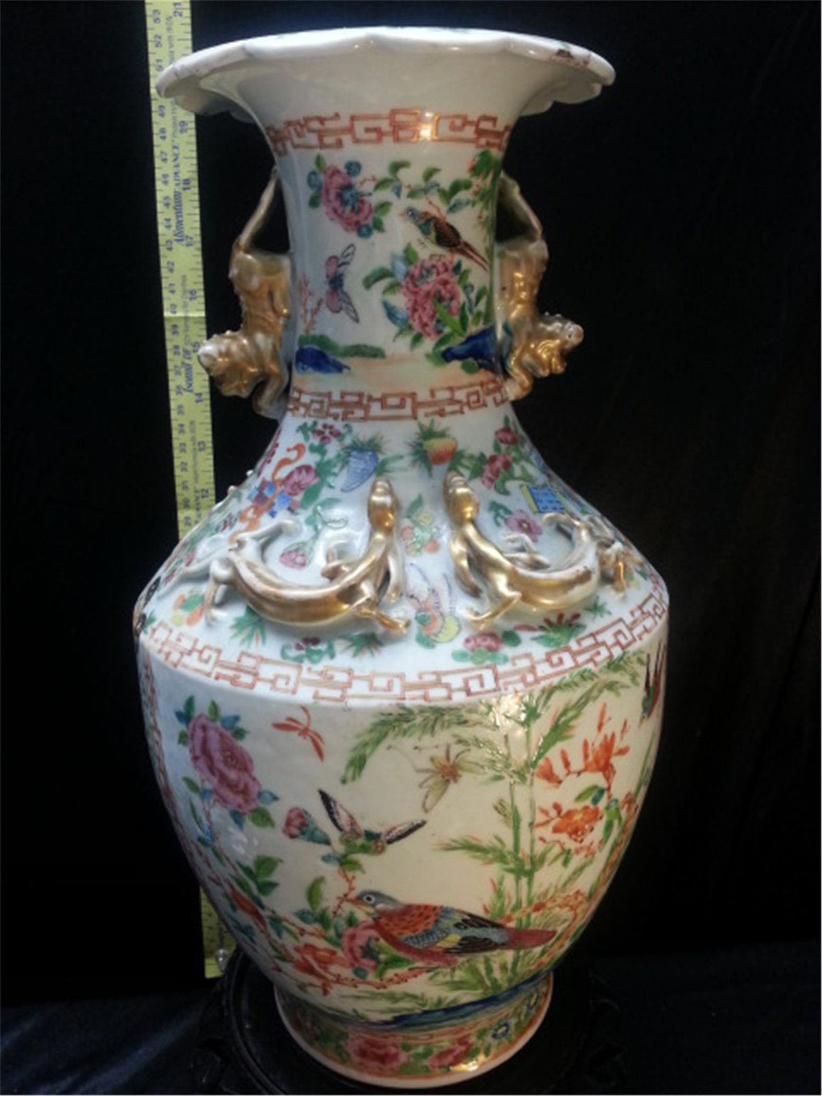 Massive Late 19th Century Chinese Export Rose Medallion VASE H 16""DIA 8"" (1 of 7)