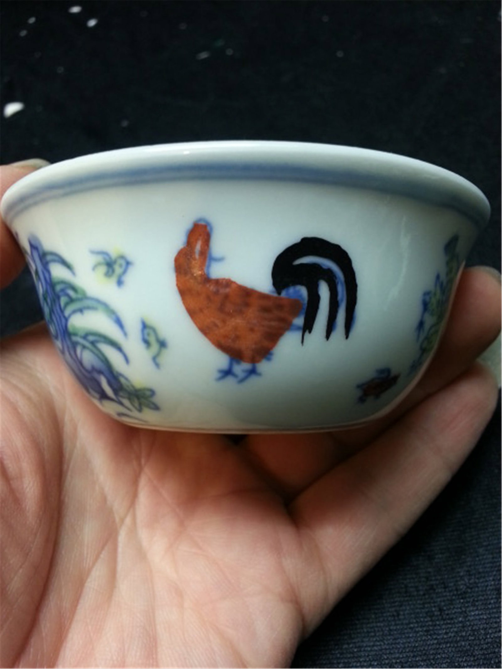 White and blue ANTIQUE CHINESE Teacup (1 of 8)
