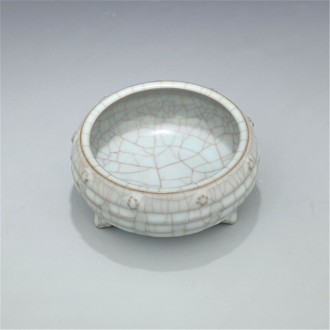 Song Guan Kiln Sky Blue Glaze Three Foot Drum Nail Eight Diagrams Furnace W12cm - 4