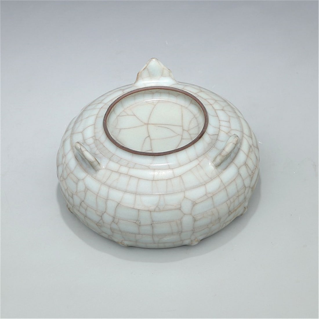 Song Guan Kiln Sky Blue Glaze Three Foot Drum Nail Eight Diagrams Furnace W12cm - 5