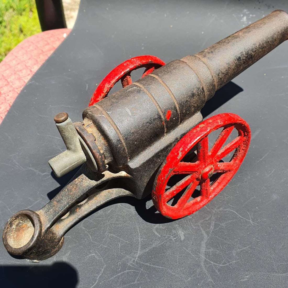 This is a "Big Bang Cannon"—a cast-iron toy cannon manufactured by the Conestoga Company. (1 of 4)