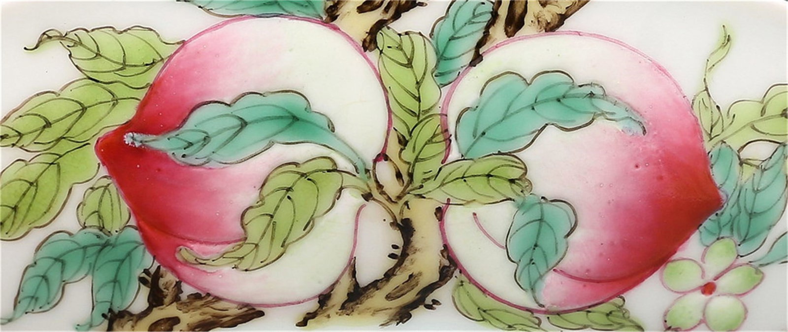 Daqing Yongzheng mark System Pastel Folding Shou Tao Pattern Plate W 20 cm - 4