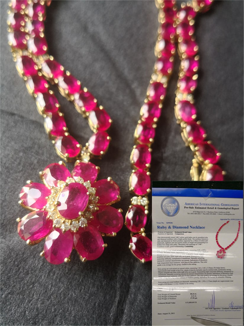 Ruby diamond necklace and certificate: Ruby diamond necklace and certificate