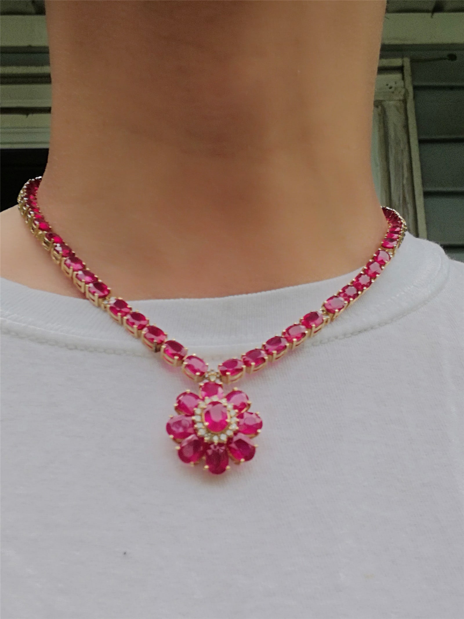 Ruby diamond necklace and certificate - 6