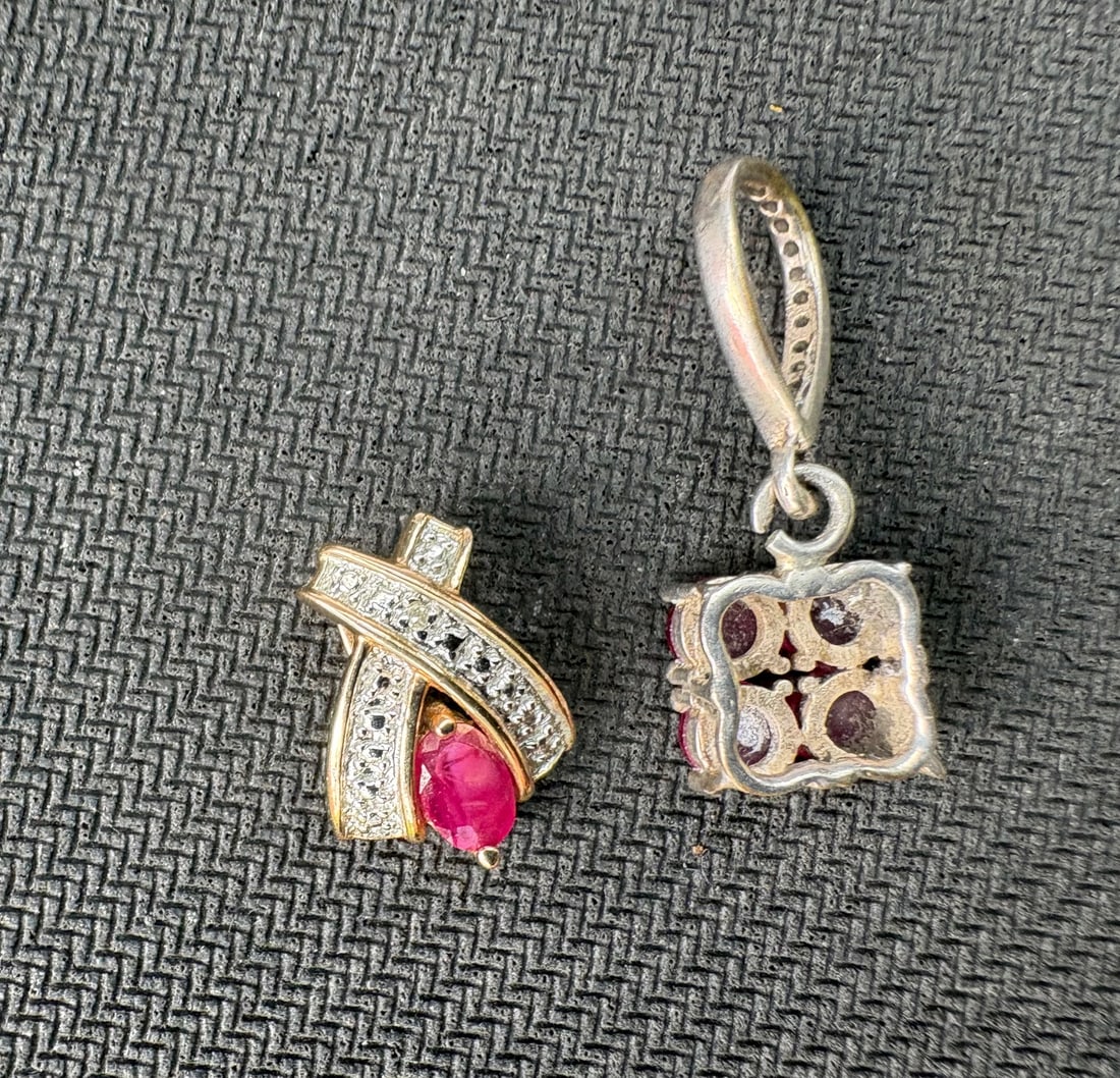 Two Very Bright Ruby GEM Silver Pendants - 3