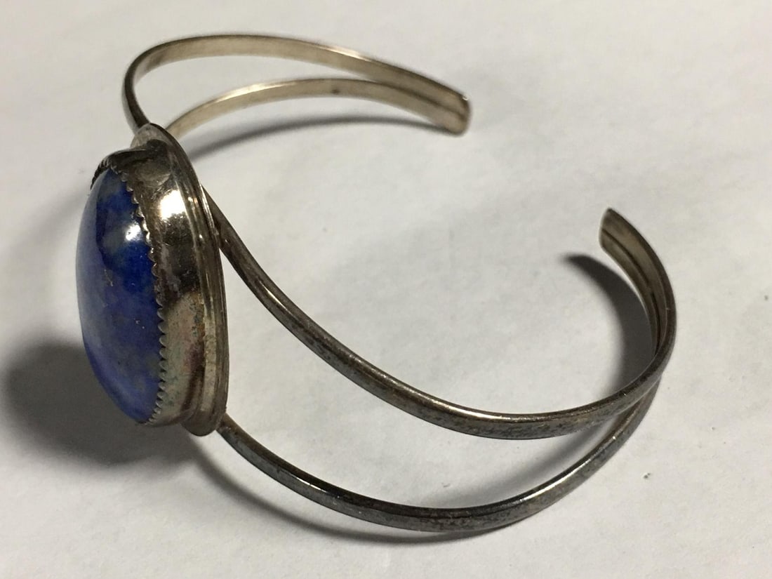 Lapis on silver Bangle - 2