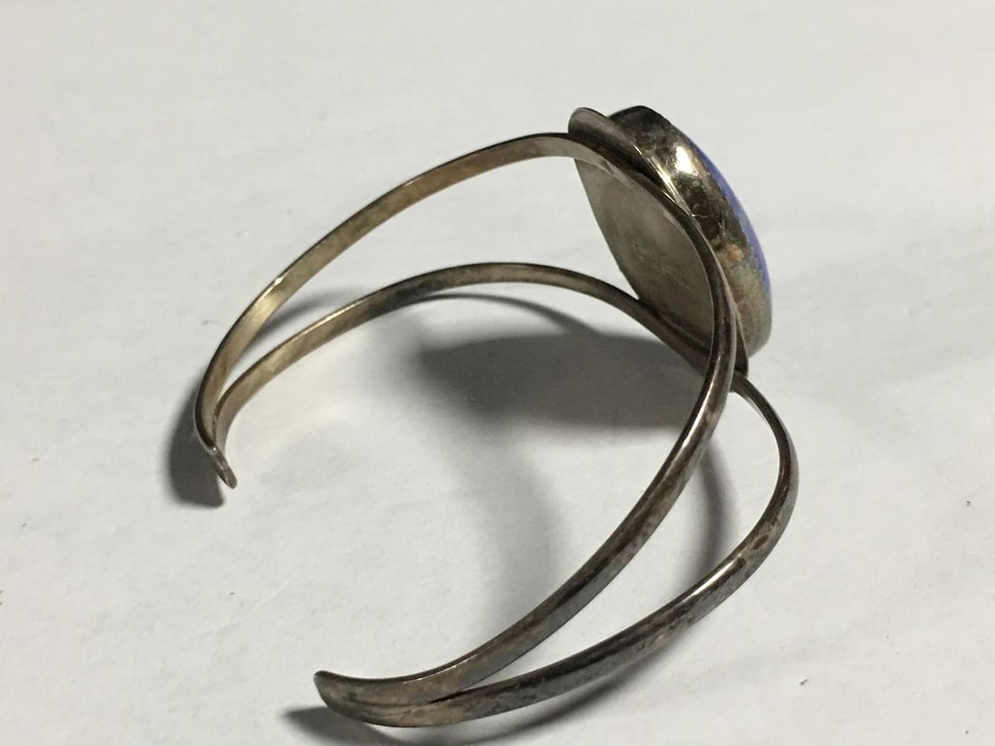 Lapis on silver Bangle - 5