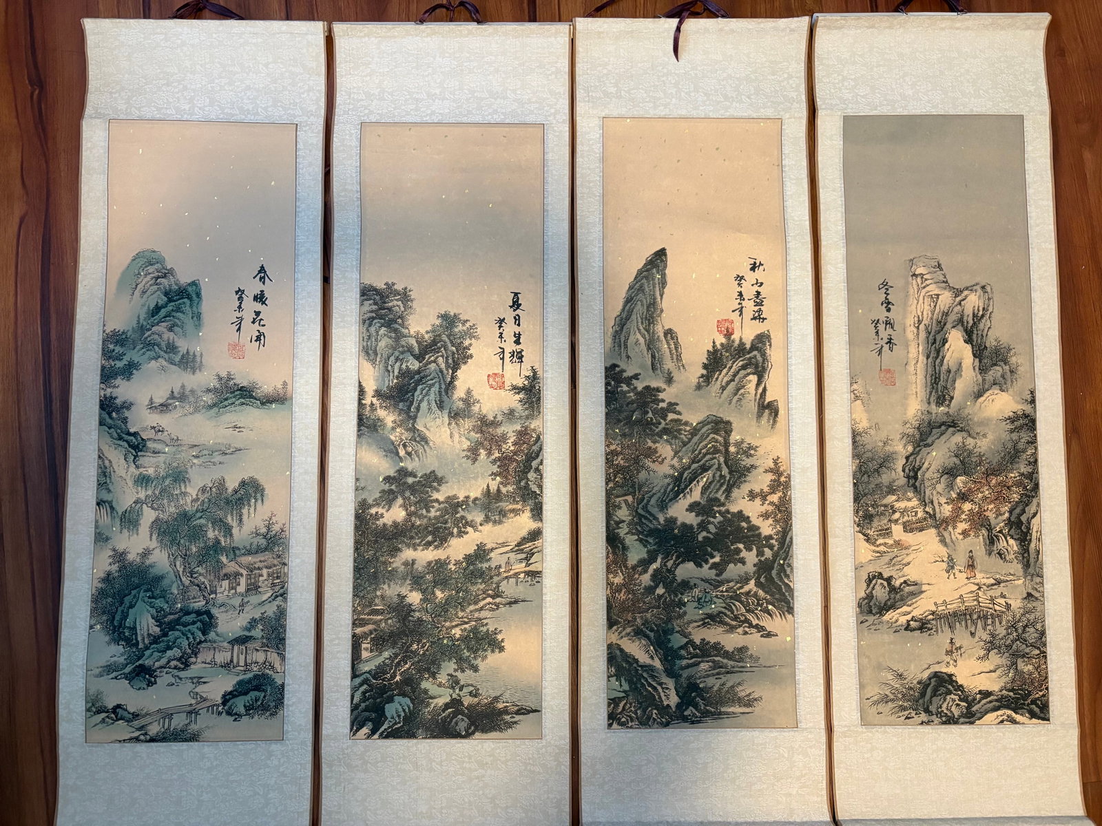 A Group of Four A Group of Four Season Scenery Drawing, 10x33 inc Scenery Drawing, 10x33 inc (1 of 6)