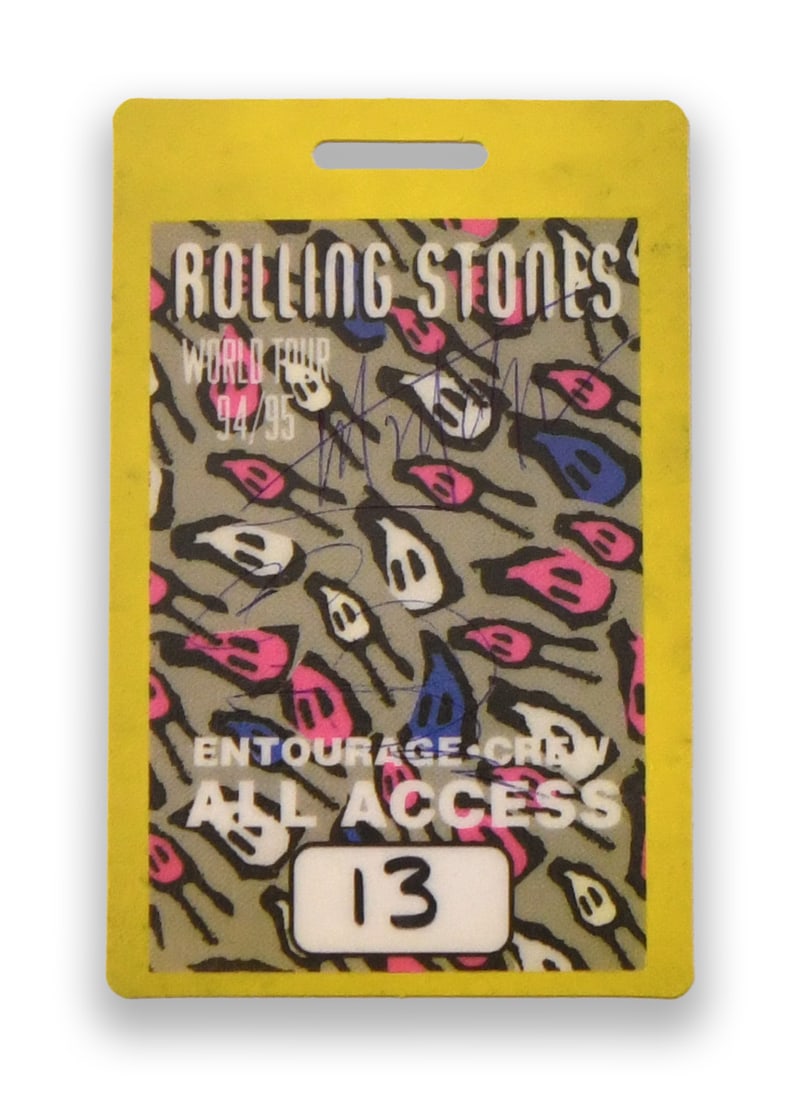 THE ROLLING STONES - SIGNED WORLD TOUR 94/95 ENTOURAGE-CREW ALL ACCESS PASS: THE ROLLING STONES - SIGNED WORLD TOUR 94/95 ENTOURAGE-CREW ALL ACCESS PASS Provenance and Authenticity: This item is presented as an original backstage-style pass associated with The Rolling Stones' 