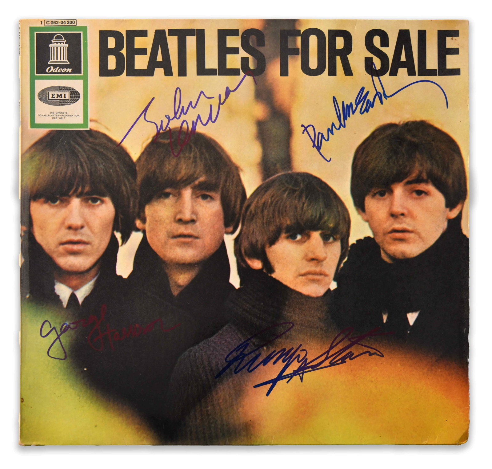 THE BEATLES - BEATLES FOR SALE ODEON / EMI GERMAN LP WITH FULL BAND SIGNATURES: THE BEATLES - BEATLES FOR SALE ODEON / EMI GERMAN LP WITH FULL BAND SIGNATURES Provenance and Authenticity: This is a German Odeon / EMI pressing of Beatles for Sale, one of the most recognizable inte